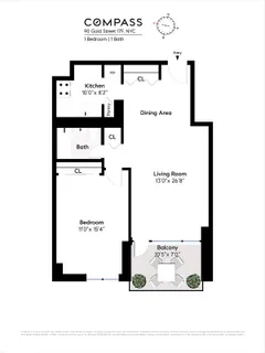 $750,000 | 90 Gold Street, Unit 17F | Financial District