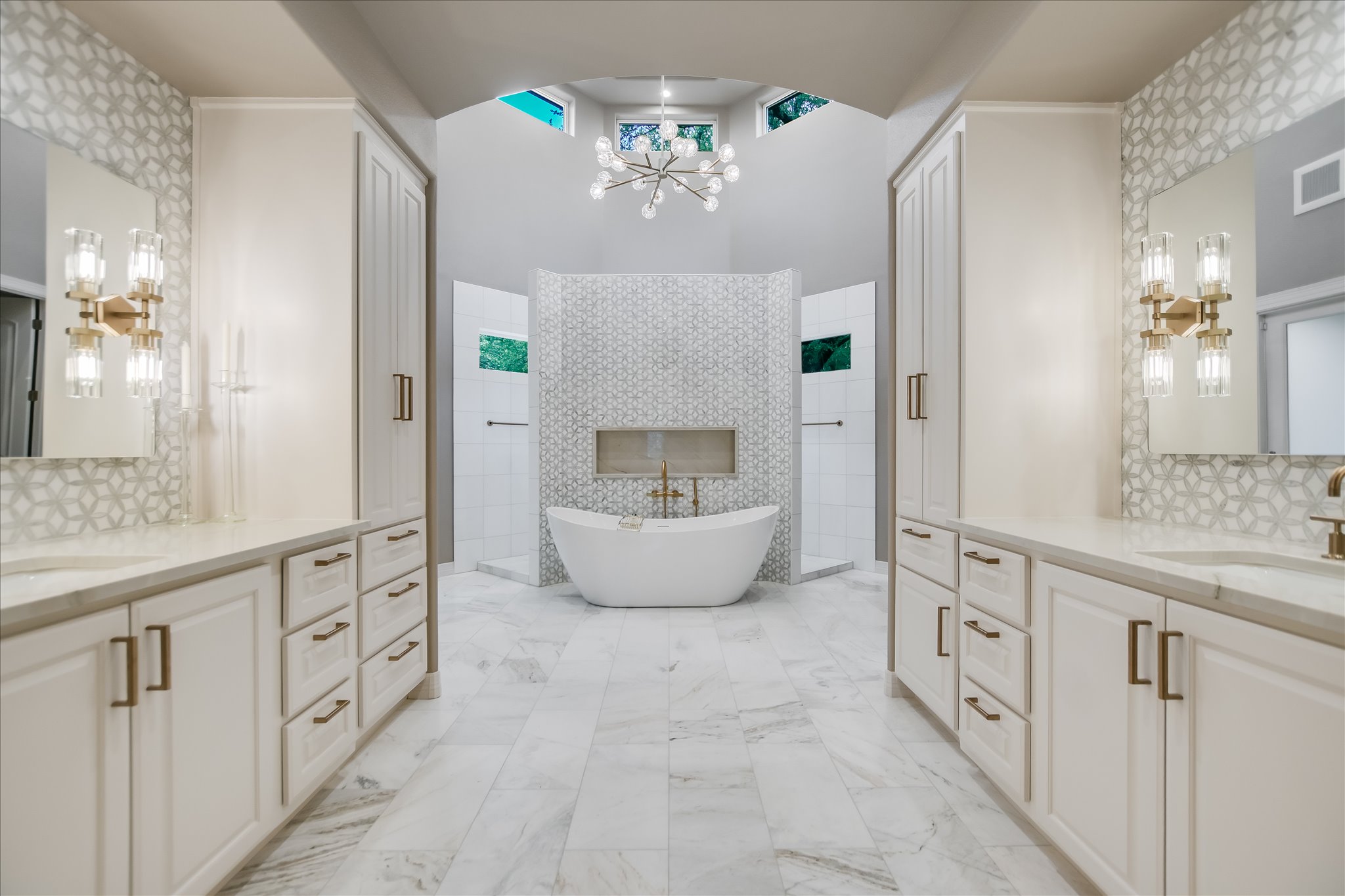 1422 Palomino Ridge Drive Austin, TX 78733 - Photo 26 of 60 a spacious bathroom with a granite countertop sink a mirror and a bathtub