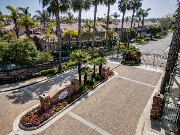 a view of a backyard with potted plants