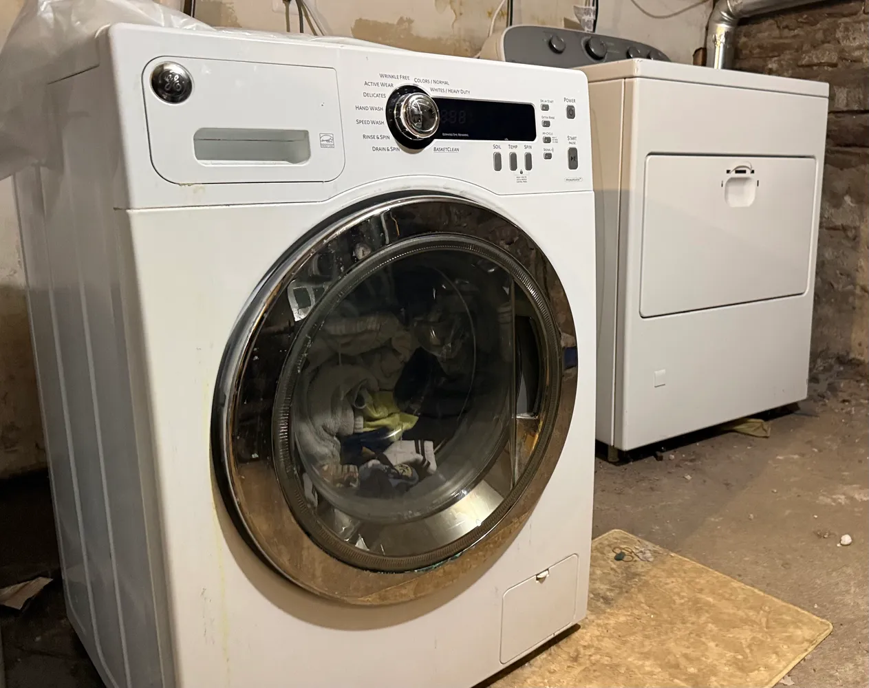 a utility room with dryer and washer
