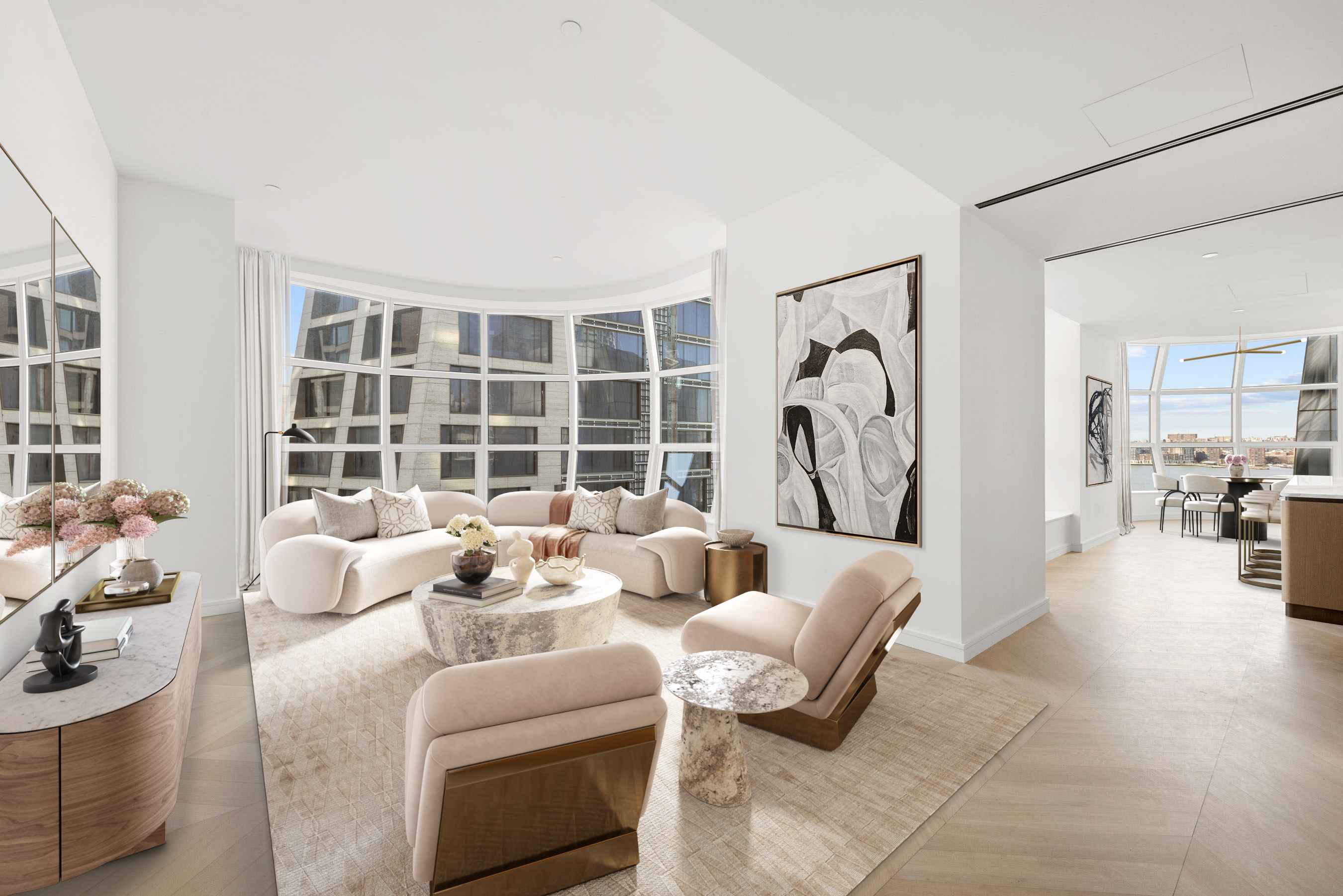 515 West 18th Street, Unit 1010 Manhattan, NY 10011 - Photo 1 of 19 a living room with furniture and large windows