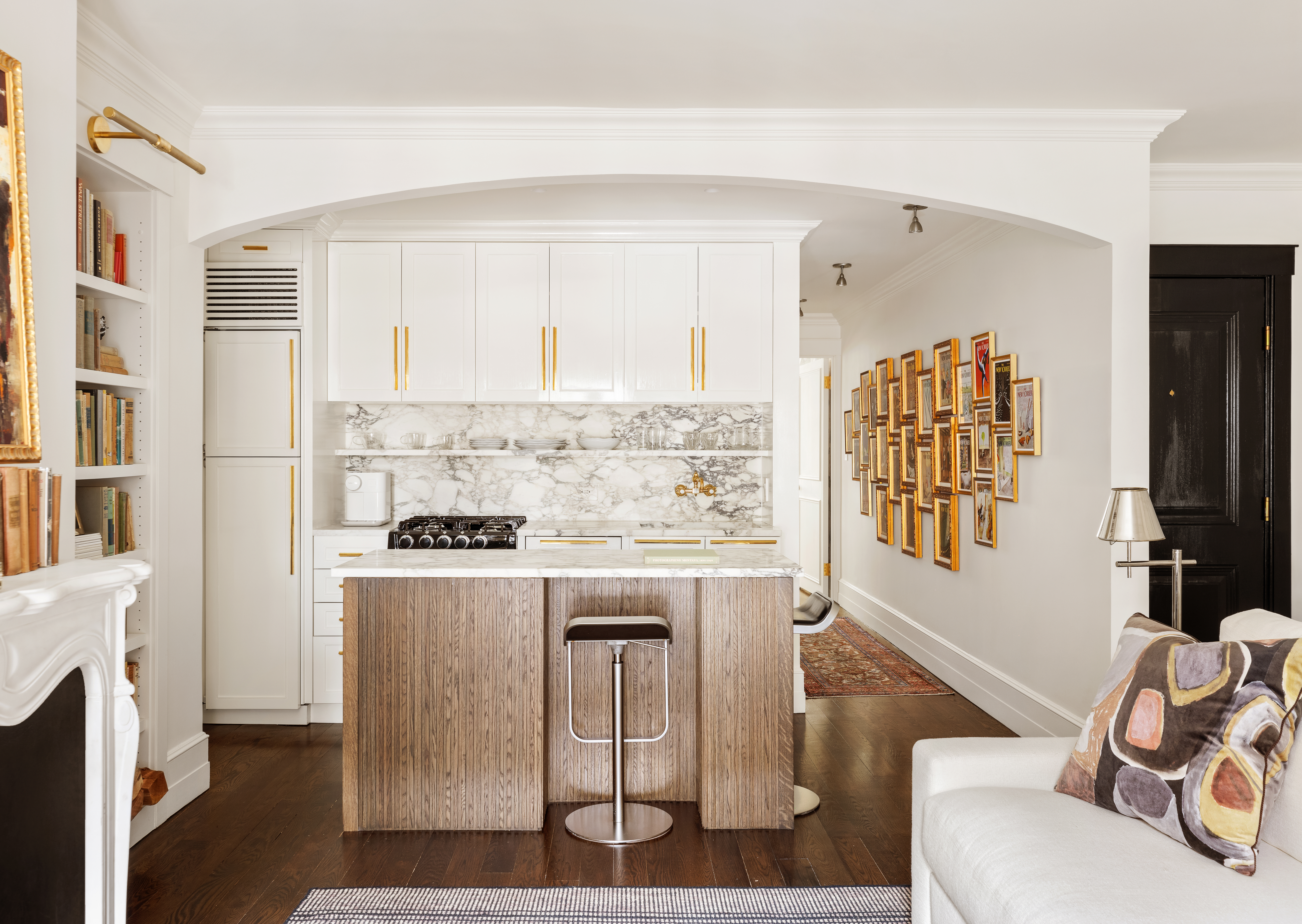 72 Perry Street, Unit GARDEN Manhattan, NY 10014 - Photo 3 of 15 a kitchen with stainless steel appliances granite countertop a stove a sink and a refrigerator