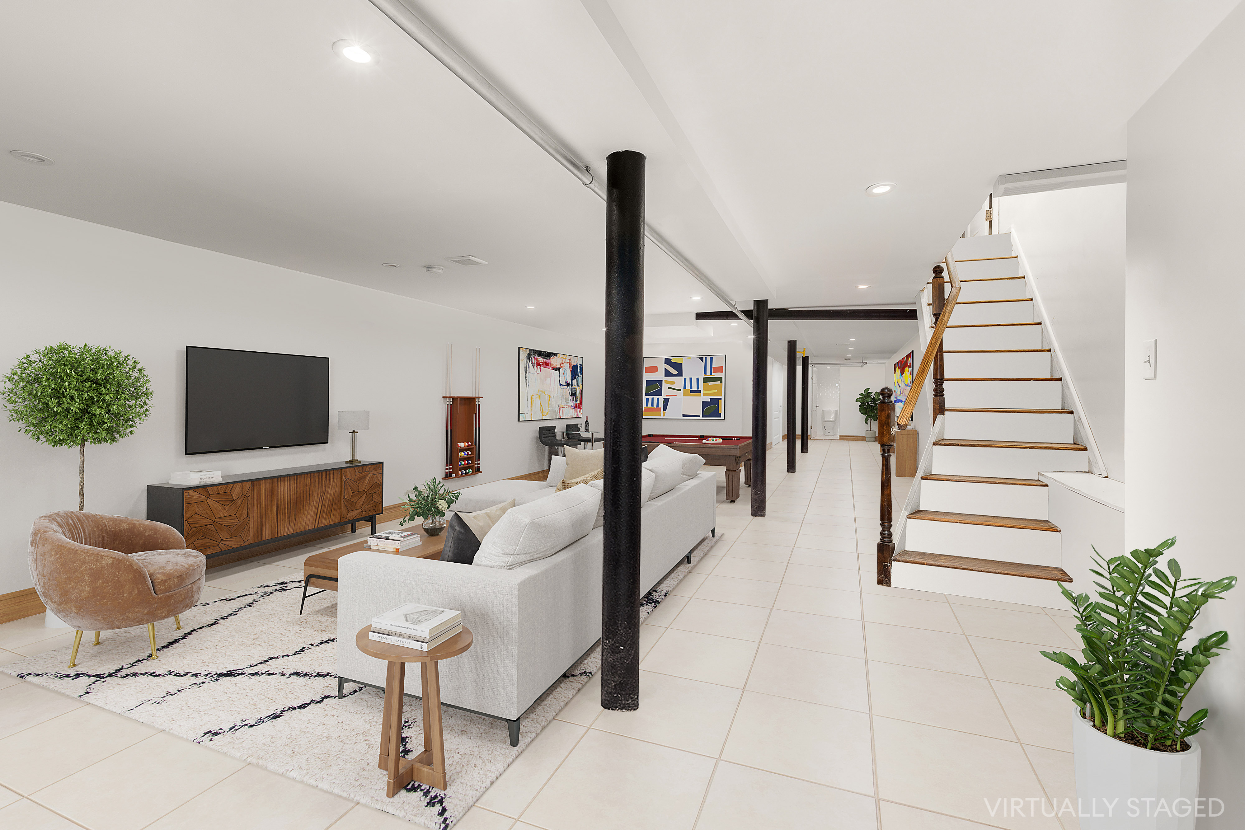 117 West 120th Street Manhattan, NY 10027 - Photo 29 of 31 a living room with furniture and a flat screen tv
