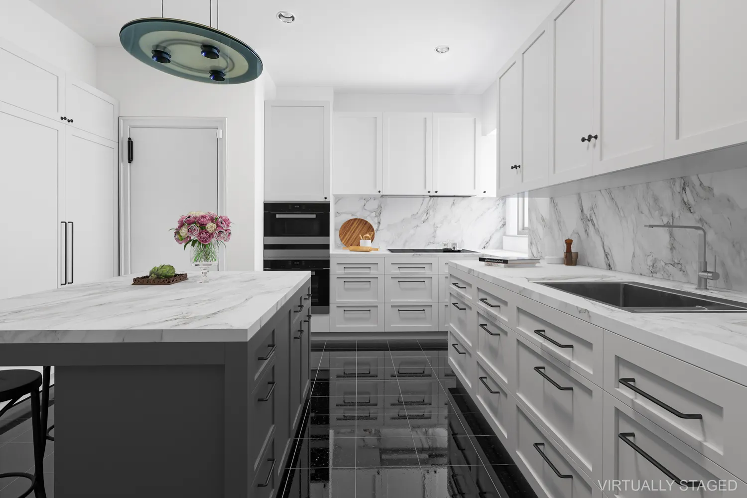 a kitchen with stainless steel appliances granite countertop a sink and cabinets