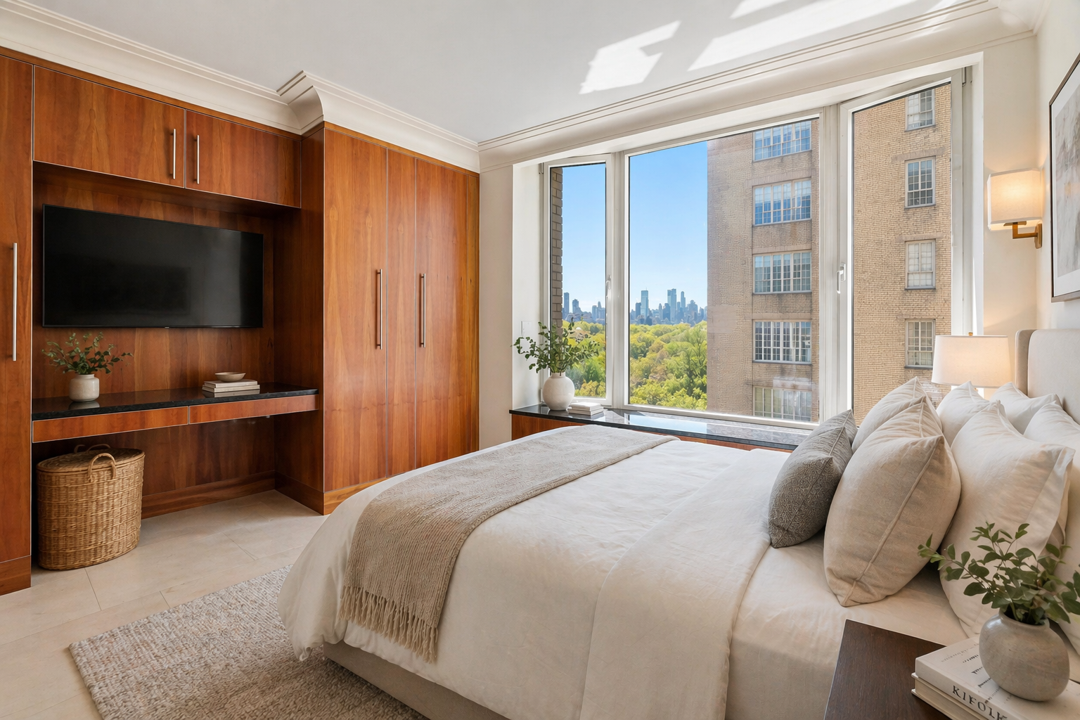 279 Central Park West, Unit 11B Manhattan, NY 10024 - Photo 14 of 24 a bedroom with a bed and a flat screen tv