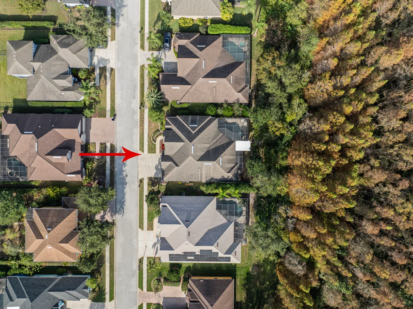 an aerial view of multiple house