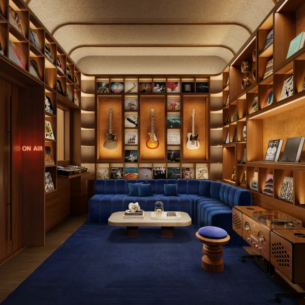 a living room with furniture