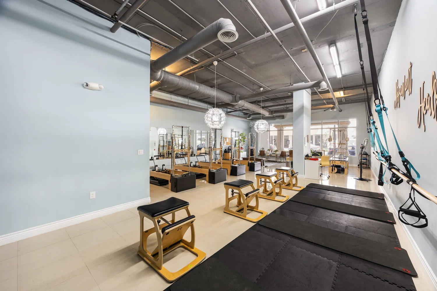 a view of a room with gym equipment