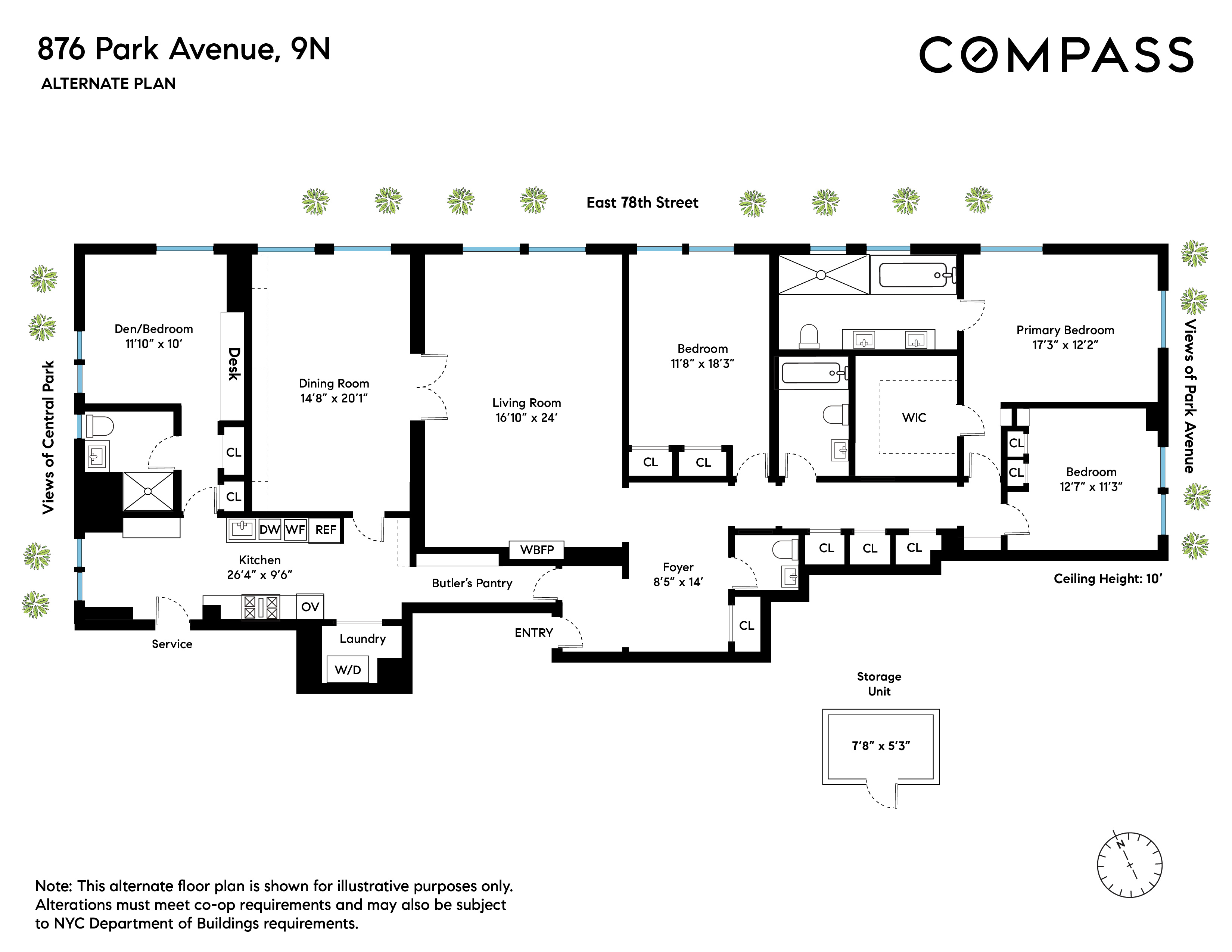 876 Park Avenue, Unit 9N Manhattan, NY 10075 - Photo 18 of 18 a picture of a floor plan