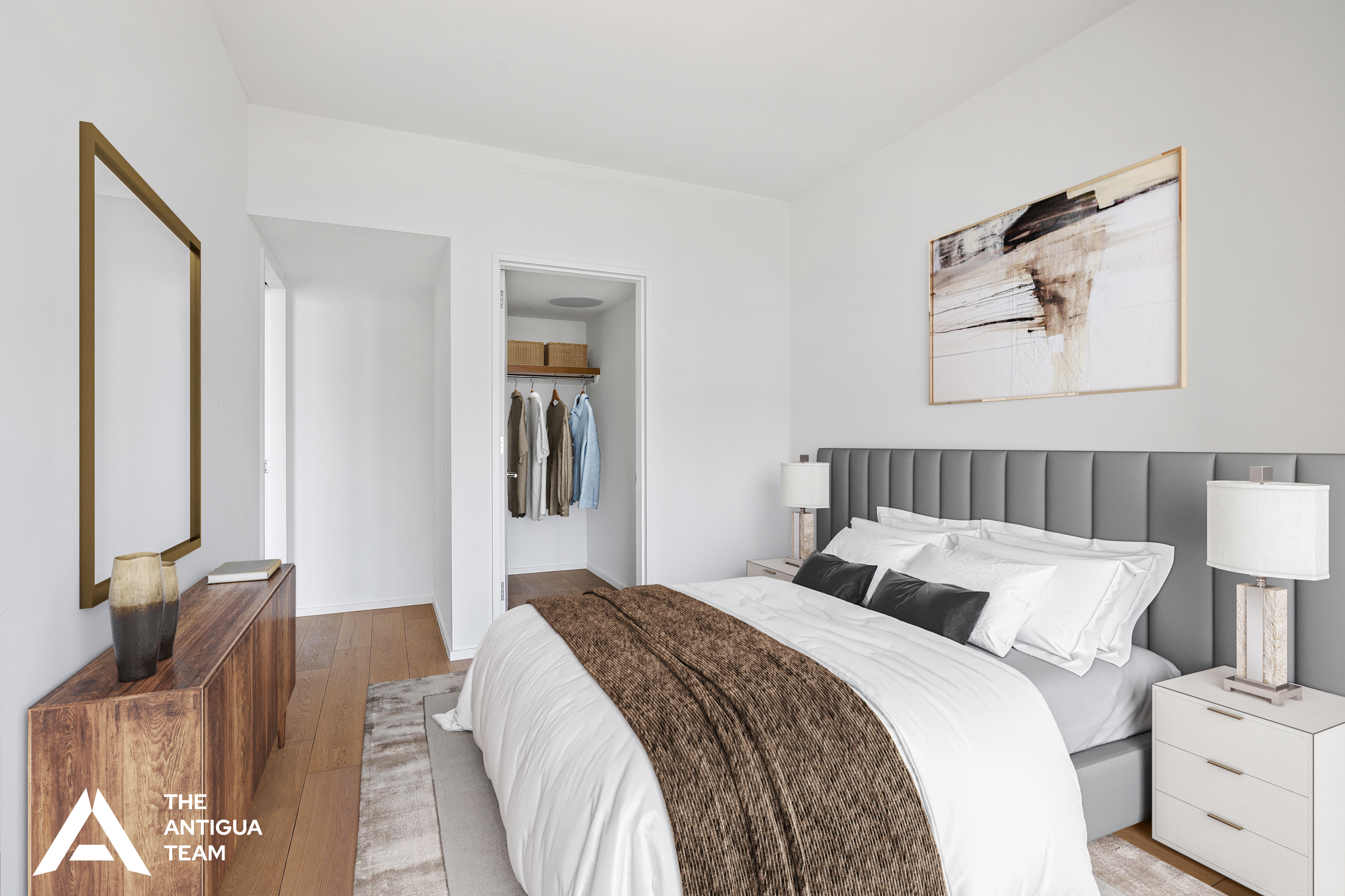 695 1st Avenue, Unit 34A Manhattan, NY 10016 - Photo 4 of 21 a bedroom with a bed and a painting on the wall