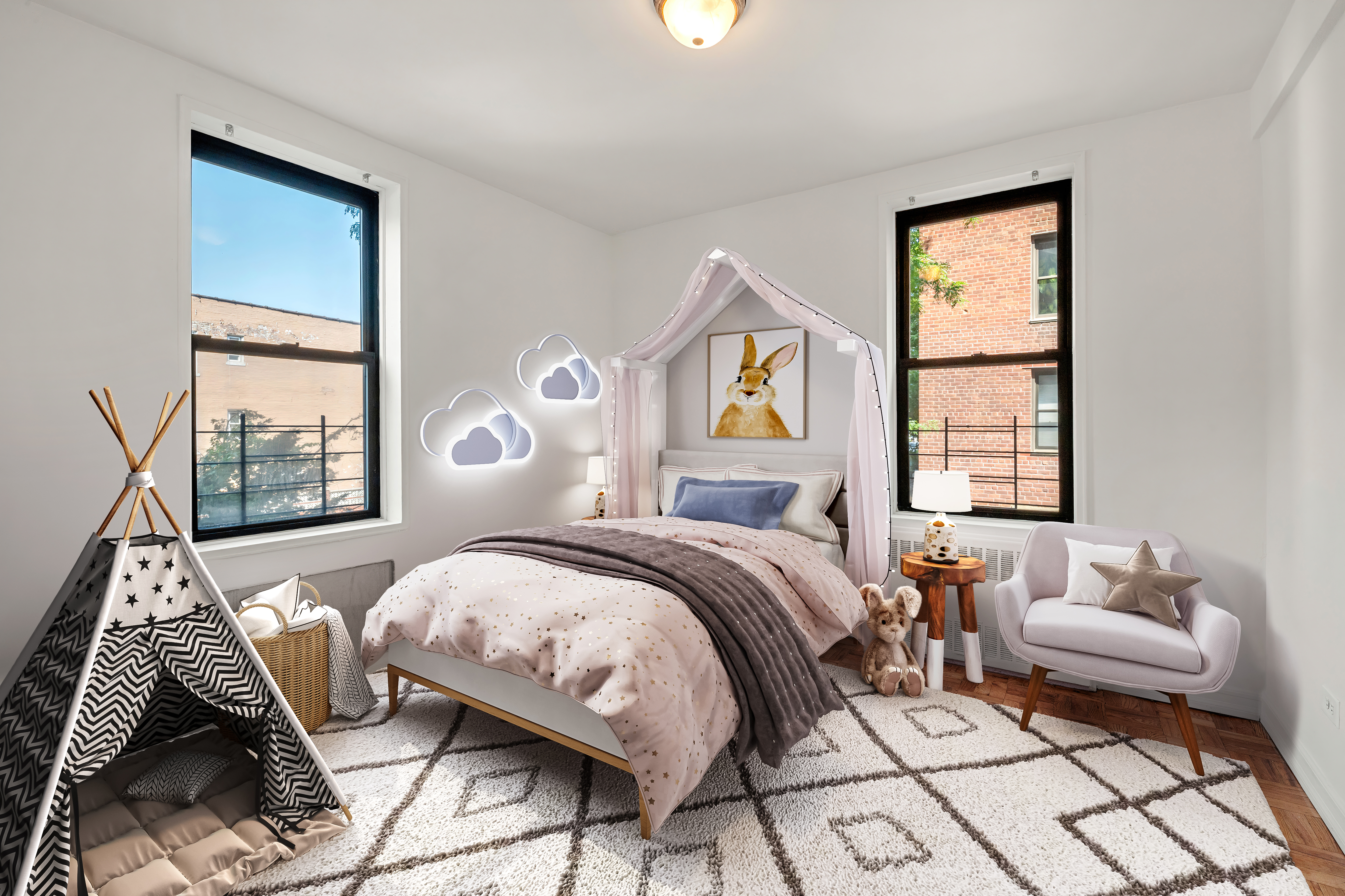 65-15 38th Avenue, Unit 1G Queens, NY 11377 - Photo 4 of 12 a bedroom with a bed and wooden floor