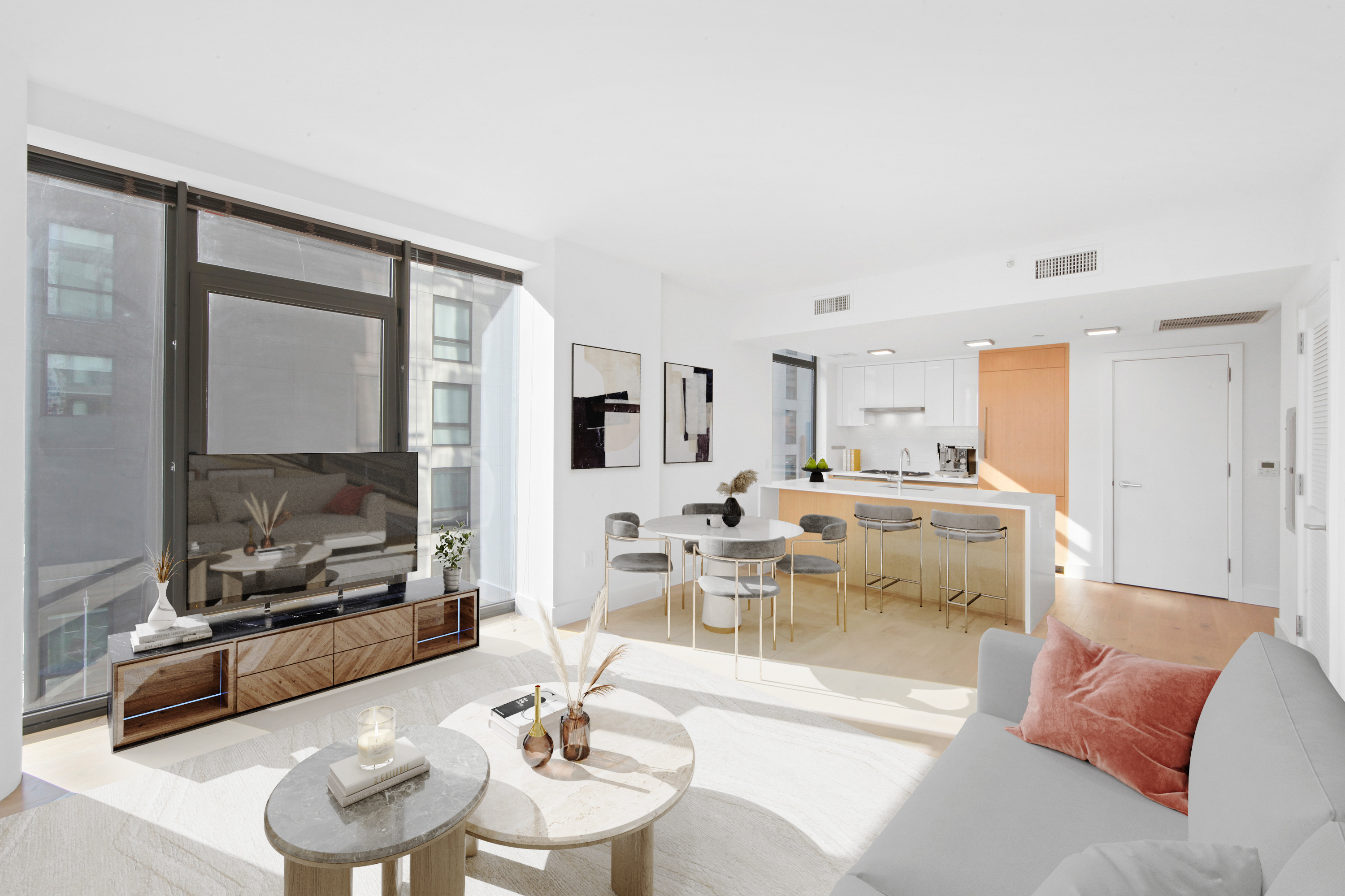 319 Schermerhorn Street, Unit 4B Brooklyn, NY 11217 - Photo 3 of 18 a living room with furniture and a flat screen tv