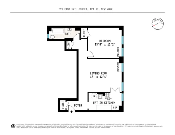 $550,000 | 321 East 54th Street, Unit 9B | Sutton Place