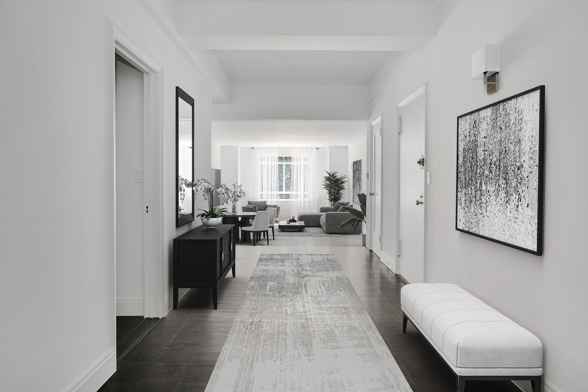 25 Central Park West, Unit 2Q Manhattan, NY 10023 - Photo 2 of 12 a living room with furniture and a couch