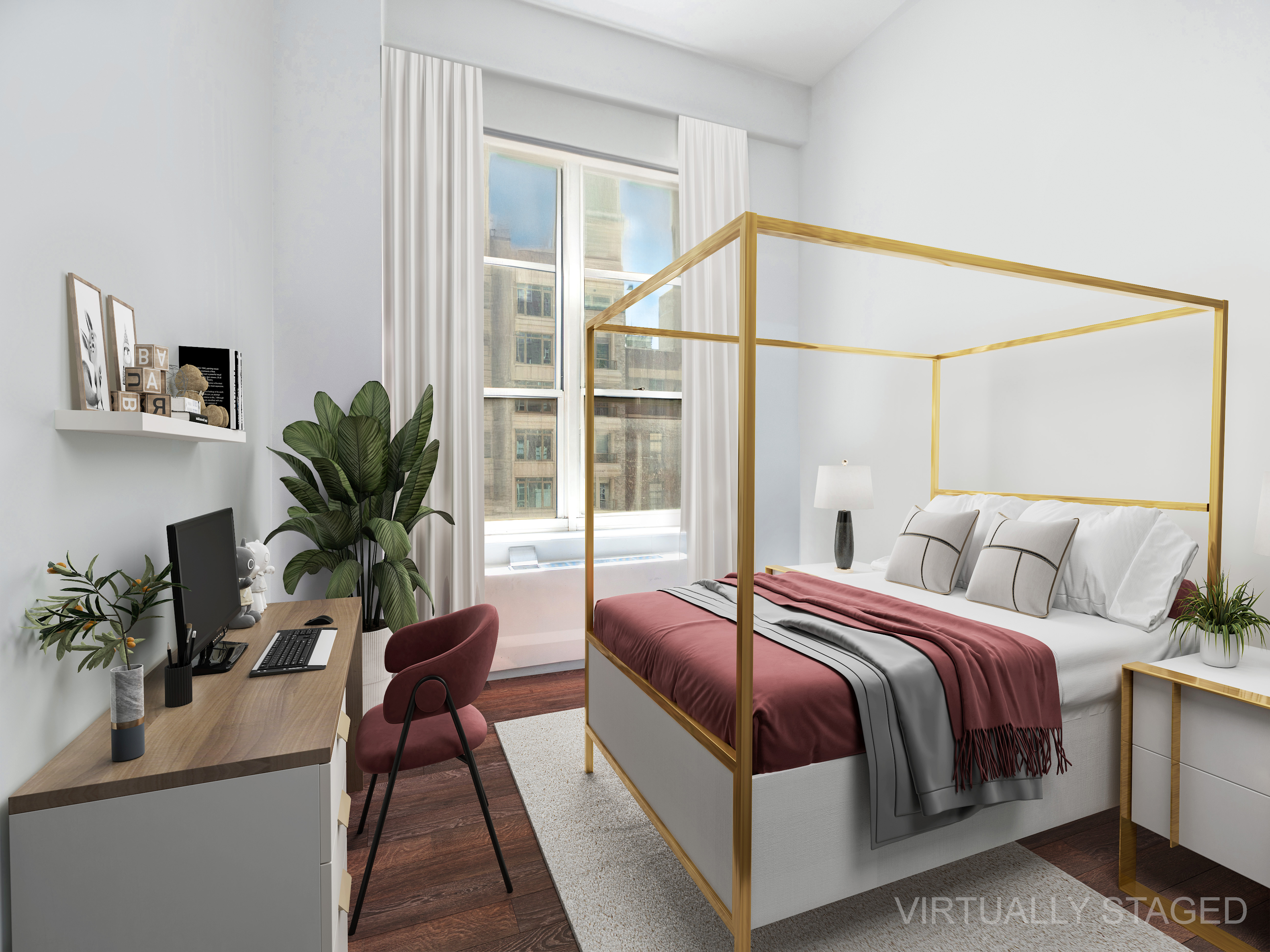 120 East 87th Street, Unit R6IJ Manhattan, NY 10128 - Photo 9 of 27 a bedroom with a bed and a potted plant