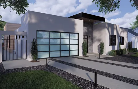 a house view with a garden space