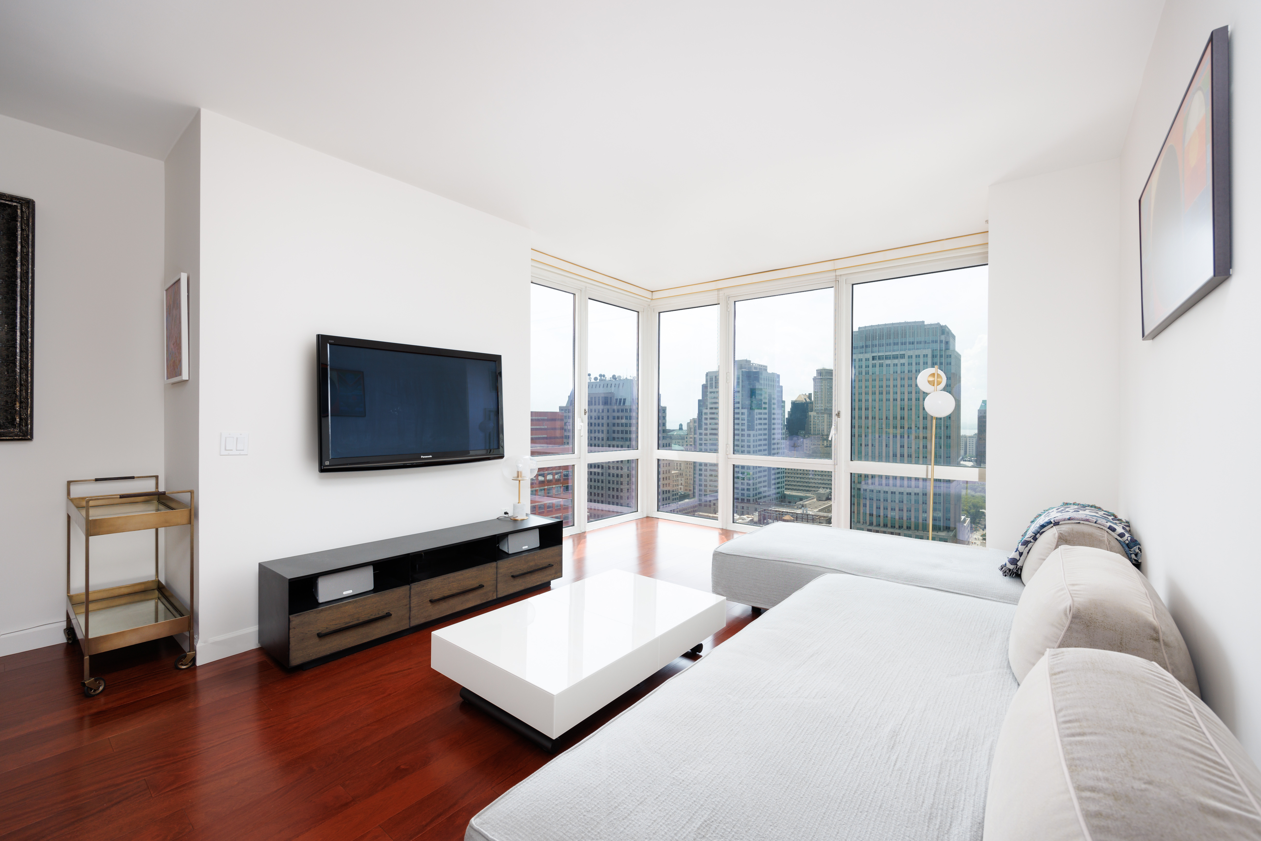 306 Gold Street, Unit 33E Brooklyn, NY 11201 - Photo 3 of 8 a living room with furniture and a flat screen tv