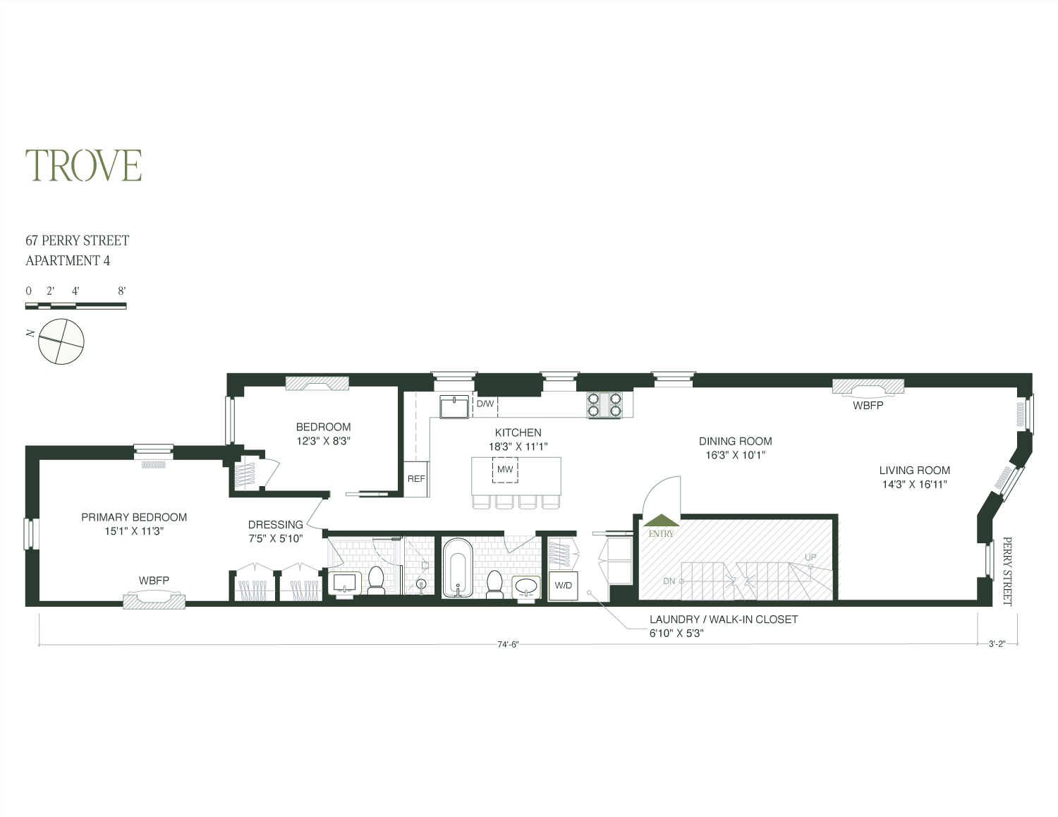 67 Perry Street, Unit 4 Manhattan, NY 10014 - Photo 15 of 15 a black and white photo of a living room