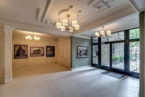 a view of a livingroom with a chandelier
