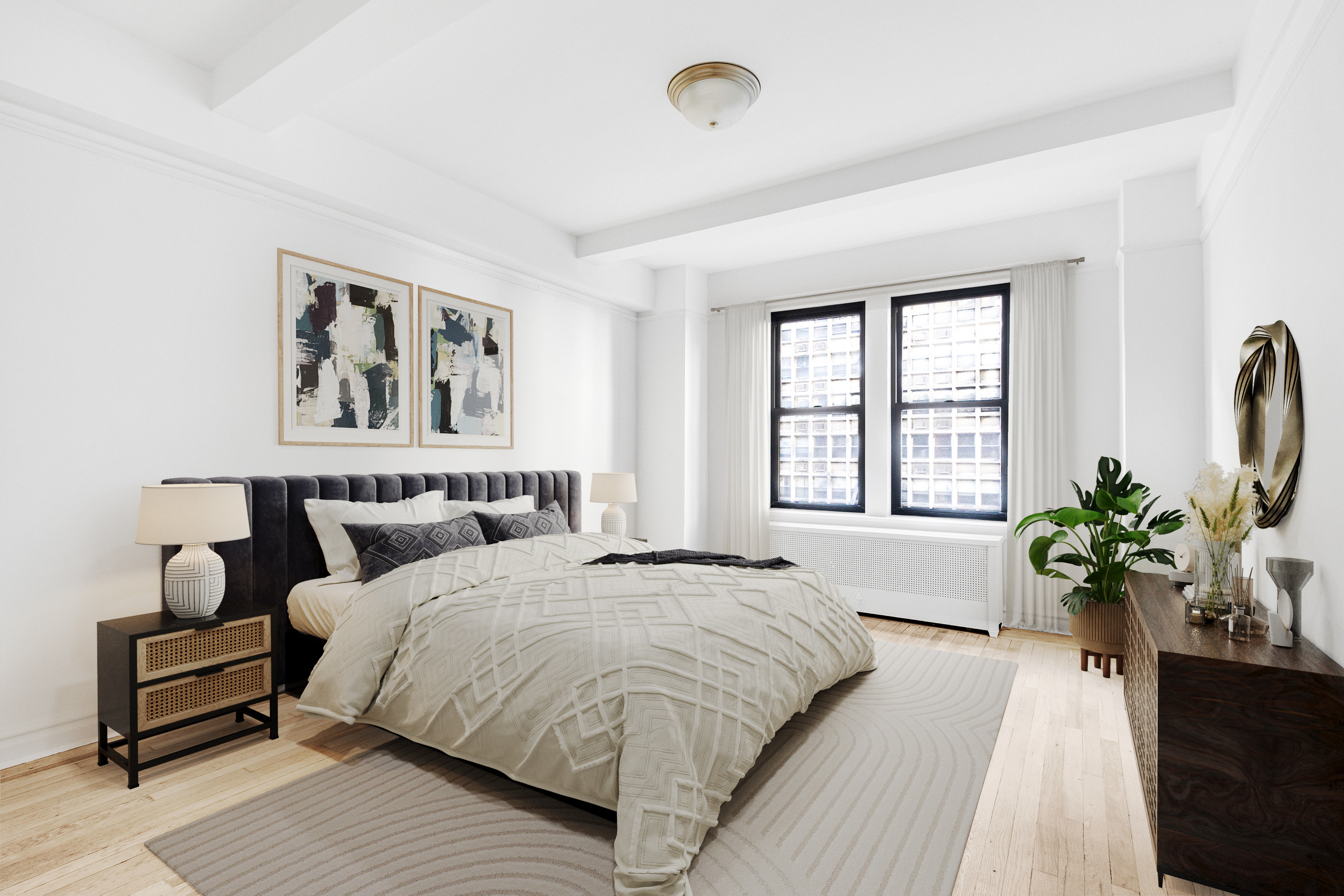 127 West 96th Street, Unit 4D Manhattan, NY 10025 - Photo 6 of 14 a spacious bedroom with a large bed and a potted plant