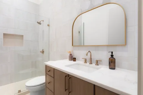 a bathroom with a shower