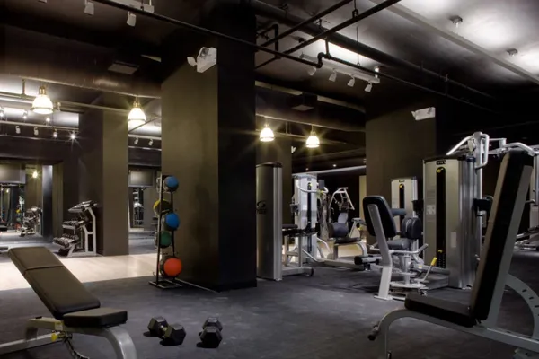 a view of a room with gym equipment