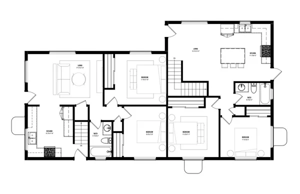 a view of living room with furniture and white walls