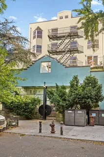 front view of a building with a street