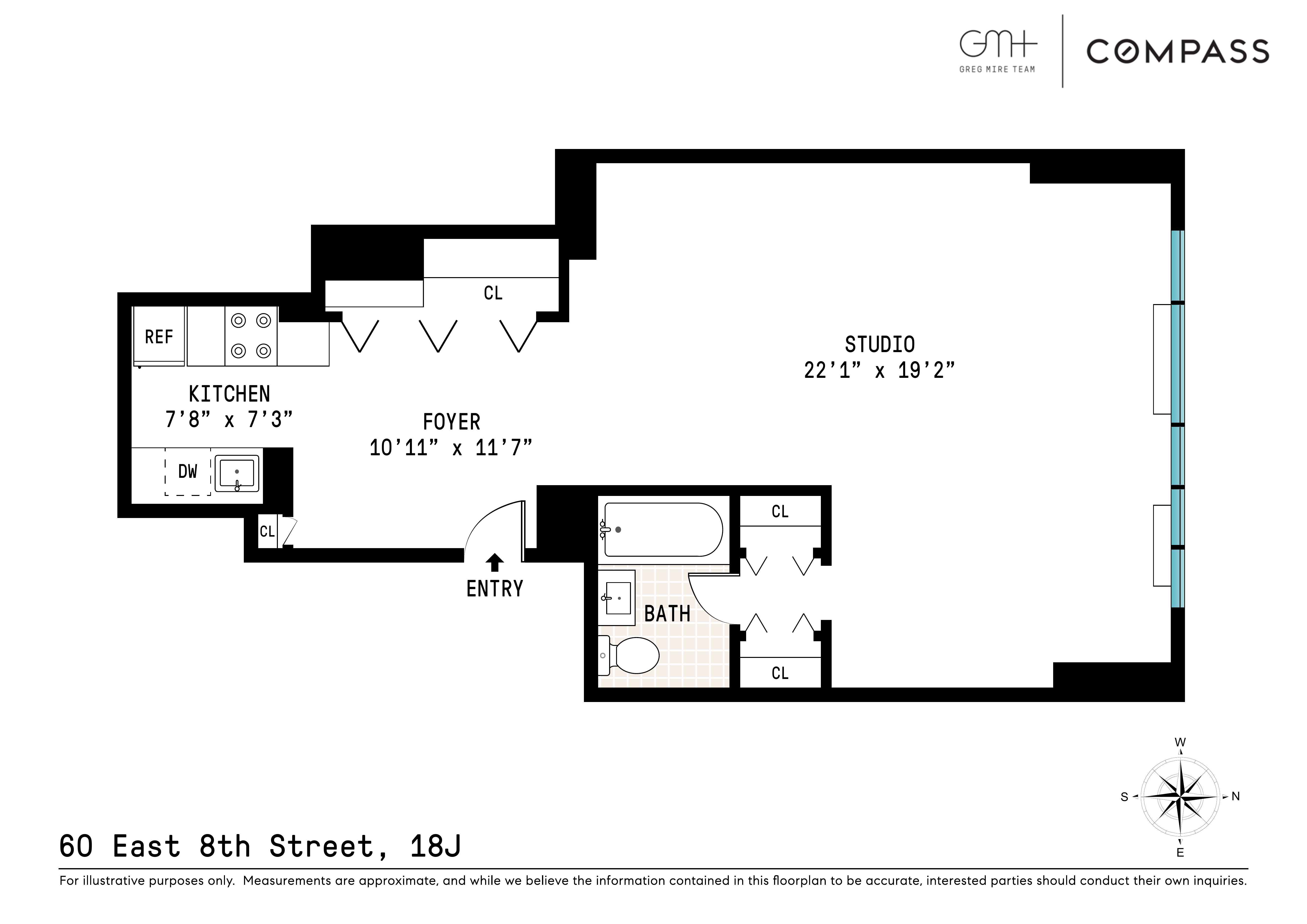 60 East 8th Street, Unit 18J Manhattan, NY 10003 - Photo 9 of 10 a picture of a floor plan