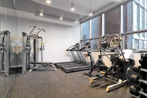 a view of a room with gym equipment