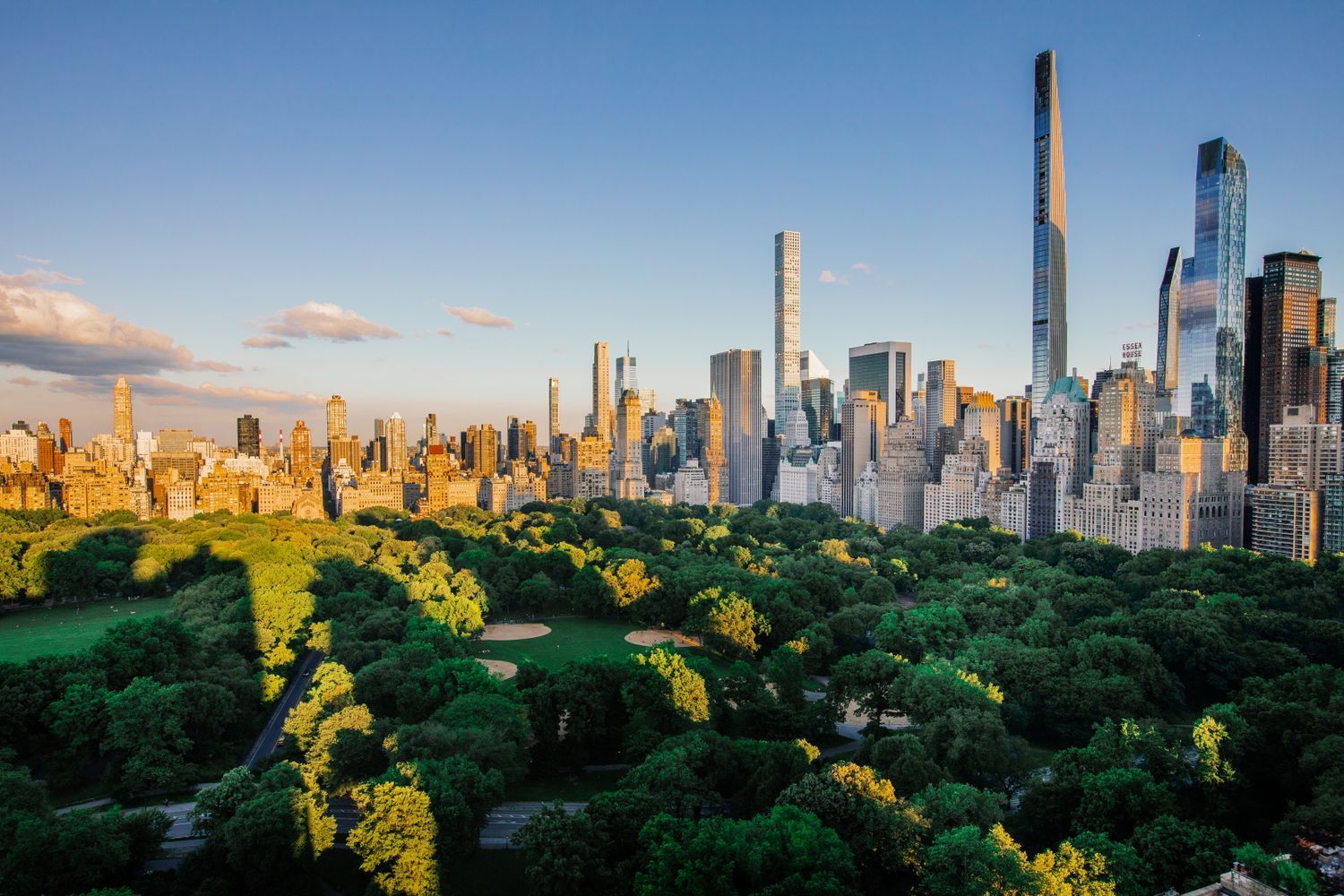 a view of a city with tall buildings