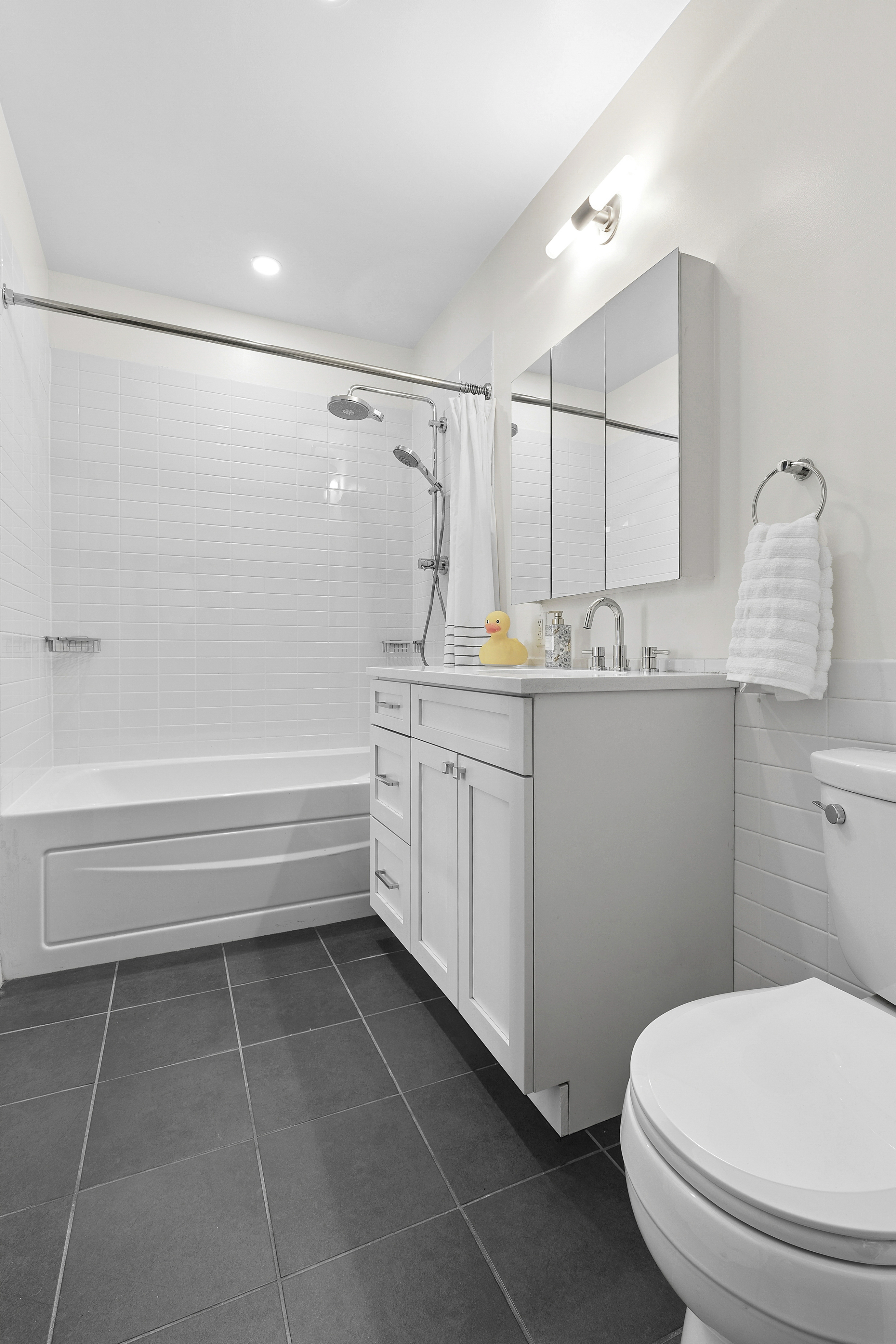 365 Bridge Street, Unit 14L Brooklyn, NY 11201 - Photo 9 of 20 a bathroom with a sink a toilet and bathtub