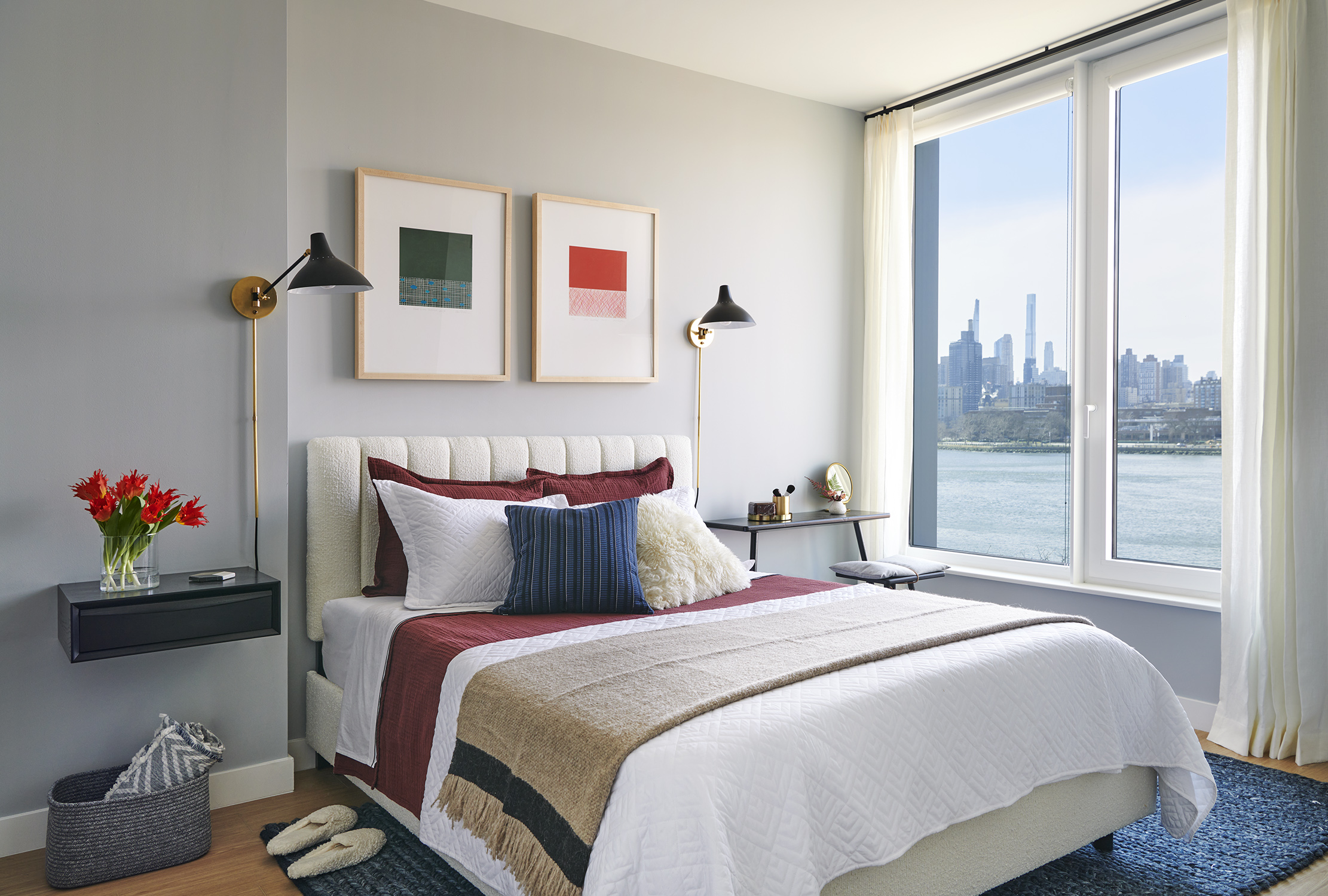30-77 Vernon Boulevard, Unit 514W Queens, NY 11102 - Photo 3 of 21 a bedroom with bed and a window