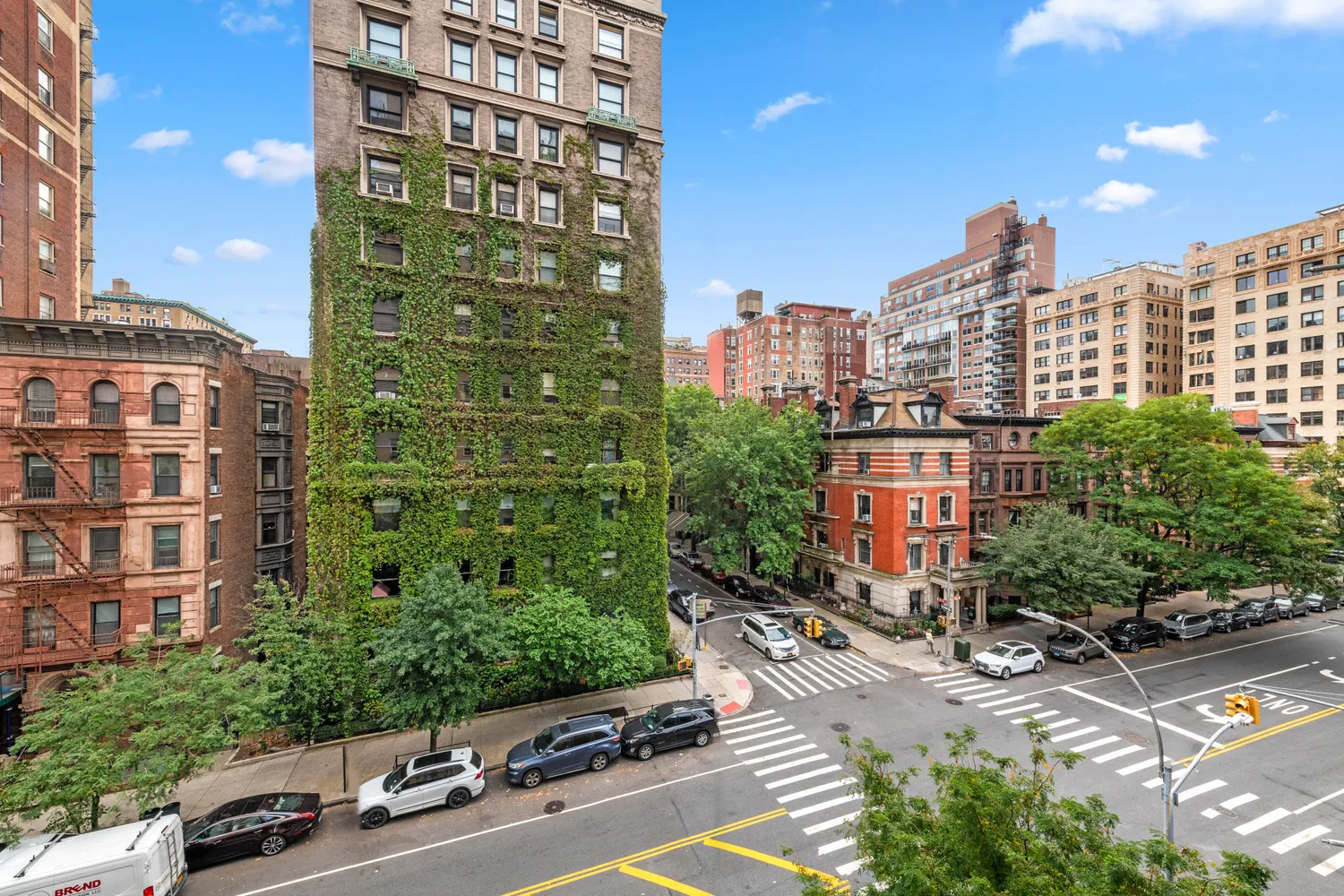 a view of a city with tall buildings