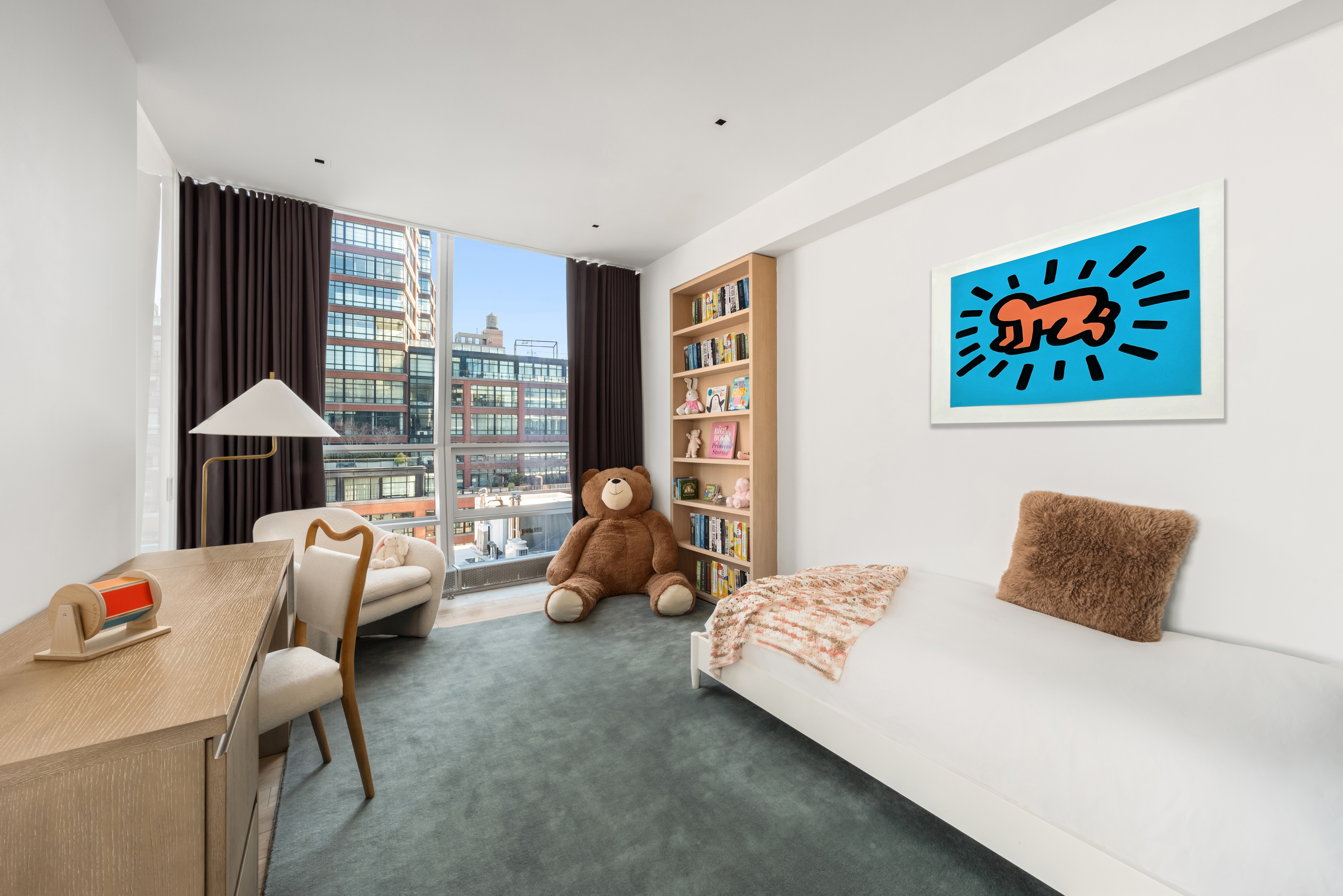 166 Perry Street, Unit 6B Manhattan, NY 10014 - Photo 10 of 17 a bedroom with furniture and a large window