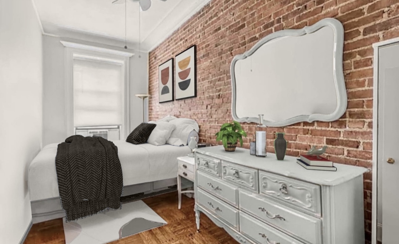 119 West 80th Street, Unit 3F Manhattan, NY 10024 - Photo 2 of 4 a bedroom with a bed and a mirror