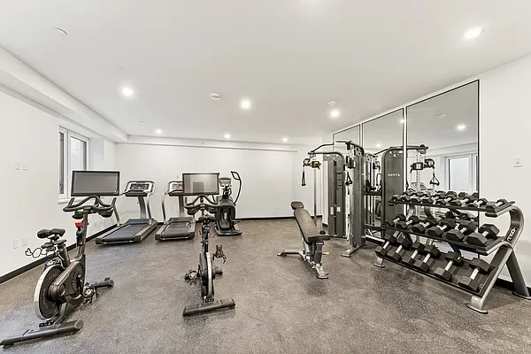 a view of a room with gym equipment
