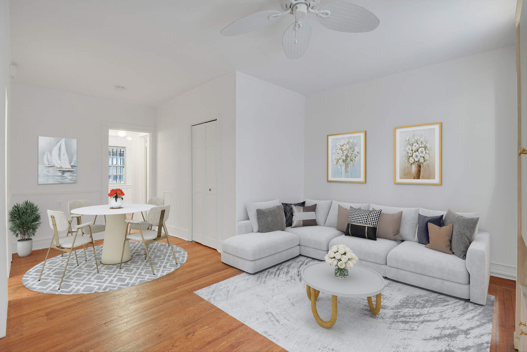19 Pomander Walk, Unit 1 Manhattan, NY 10025 - Photo 3 of 10 a living room with furniture and a wooden floor