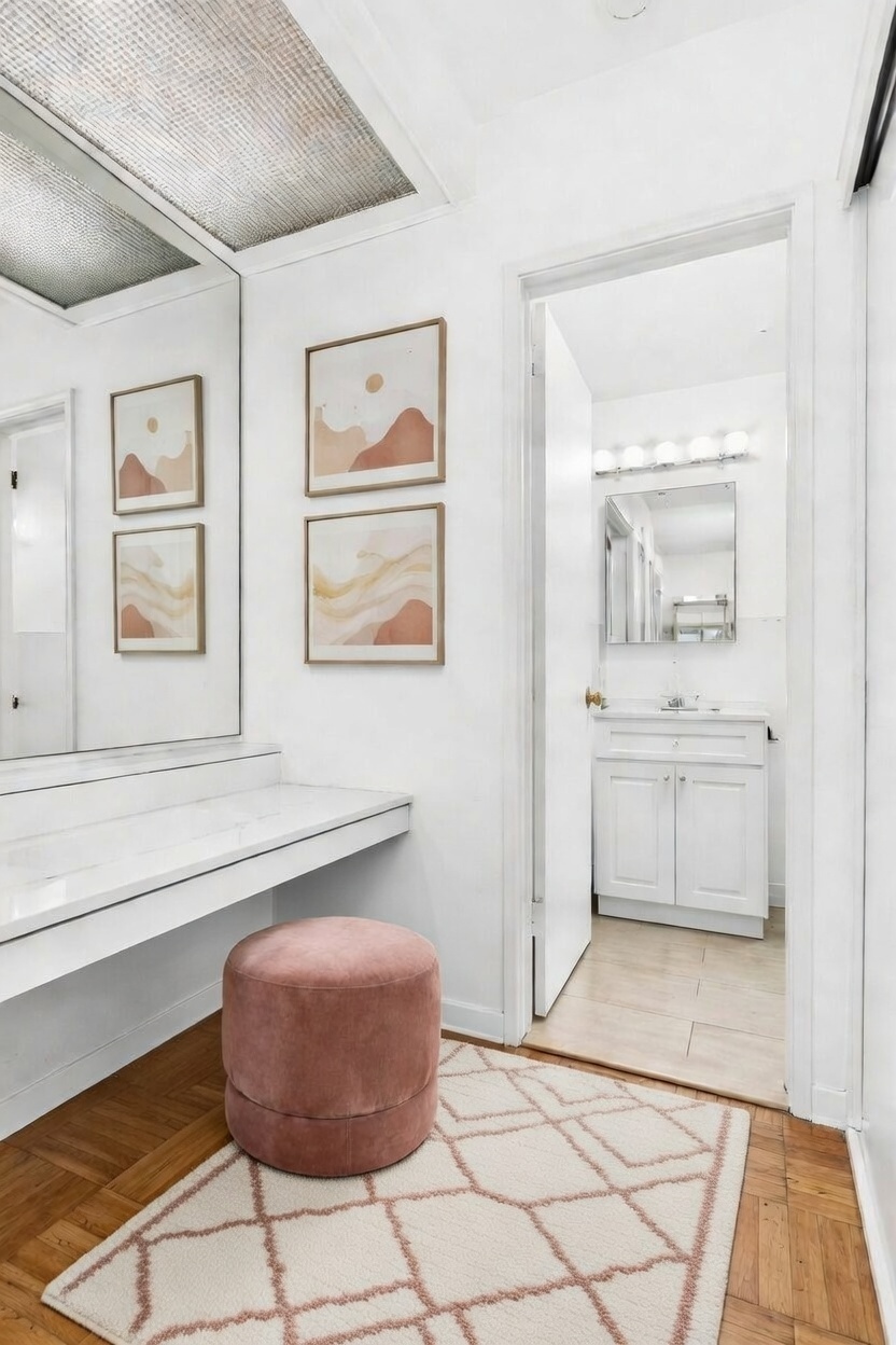411 East 57th Street, Unit 14F Manhattan, NY 10022 - Photo 4 of 8 a bathroom with a sink and a mirror