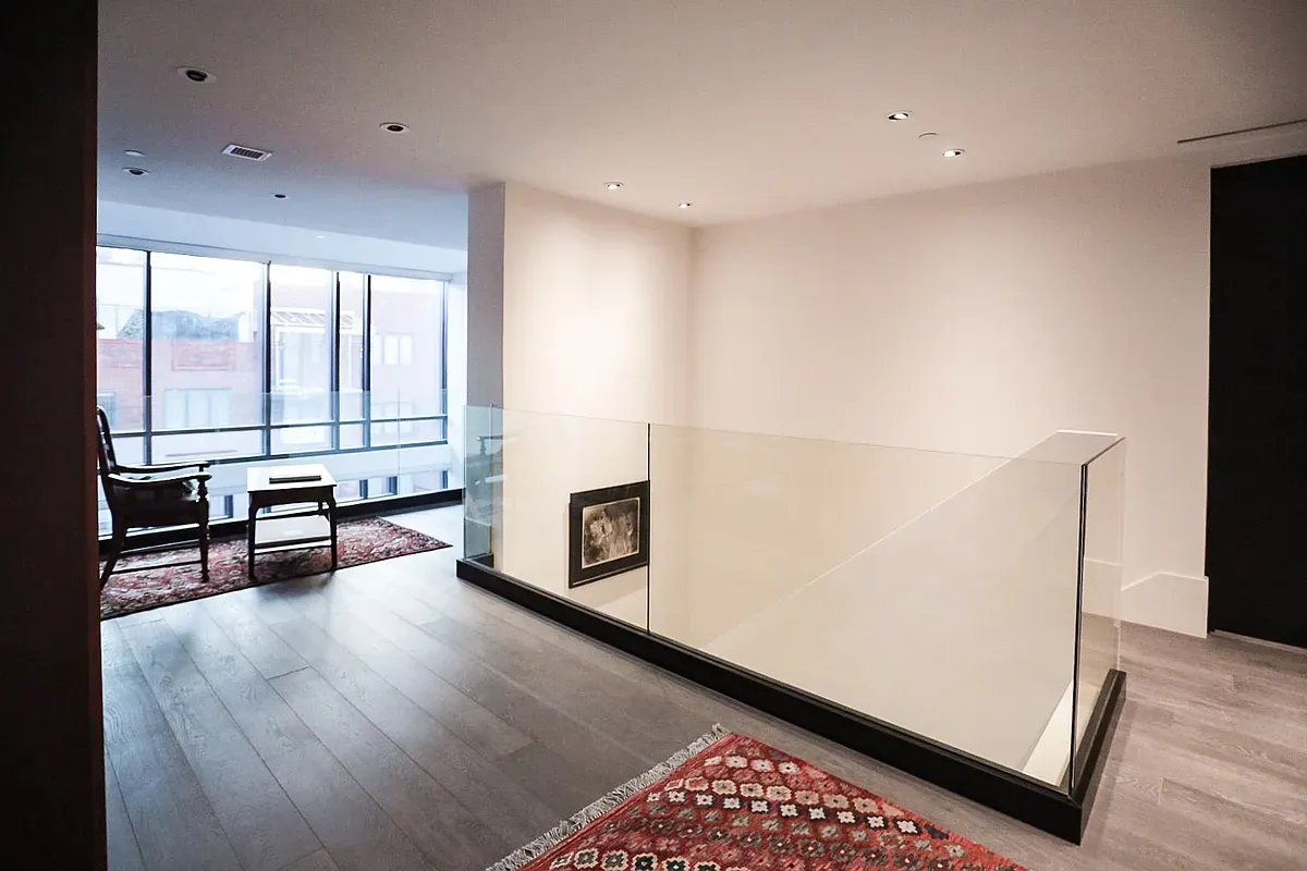 wooden floor and dining room with furniture