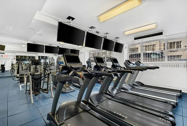 a view of a room with gym equipment