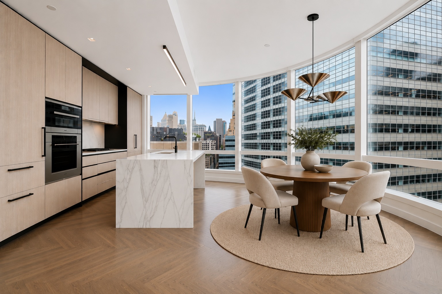 111 Murray Street, Unit 16B Manhattan, NY 10007 - Photo 4 of 22 a dining room with furniture and a floor to ceiling window