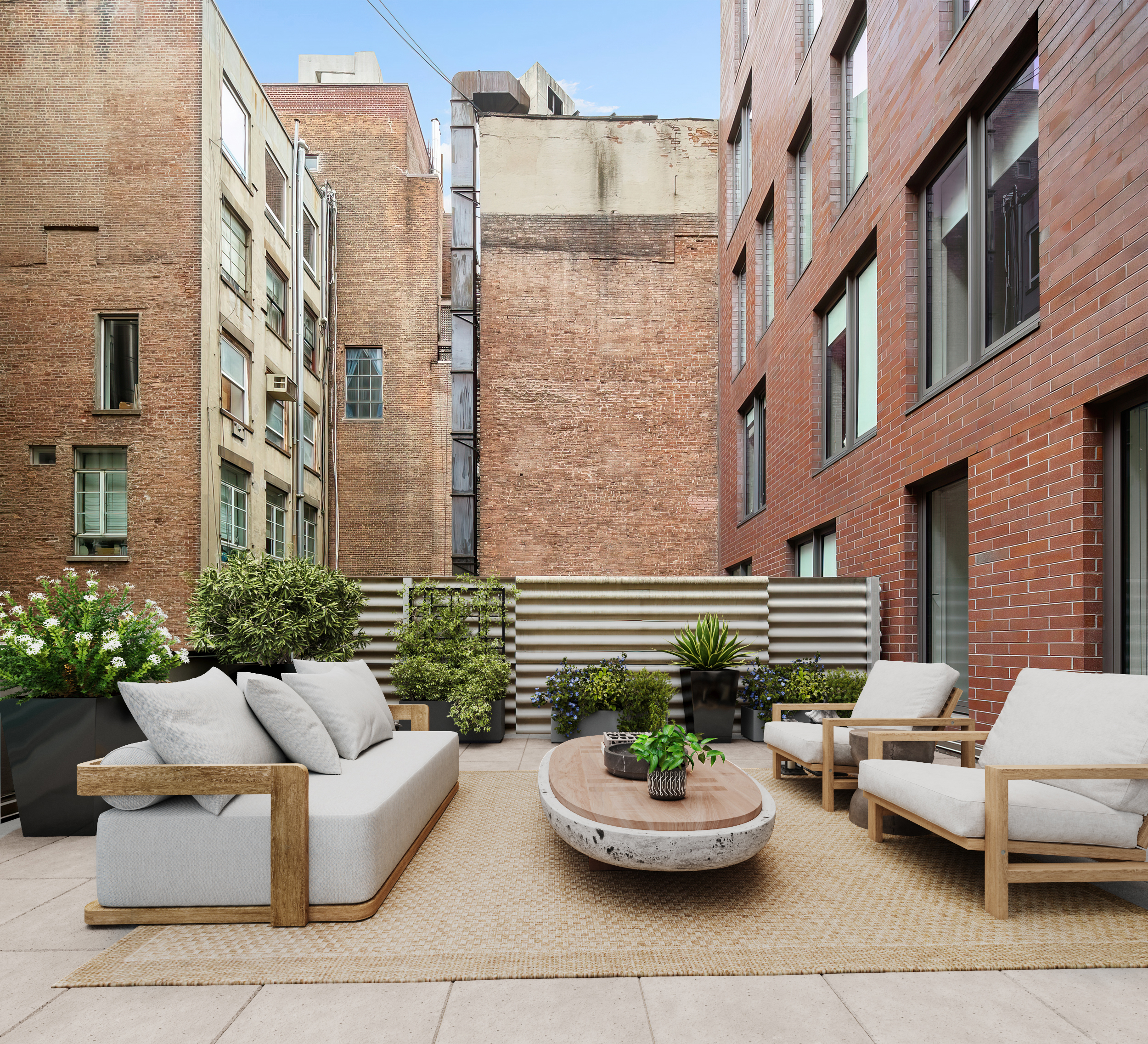 210 Lafayette Street, Unit 2E Manhattan, NY 10012 - Photo 3 of 11 a view of a patio with a couches and potted plants
