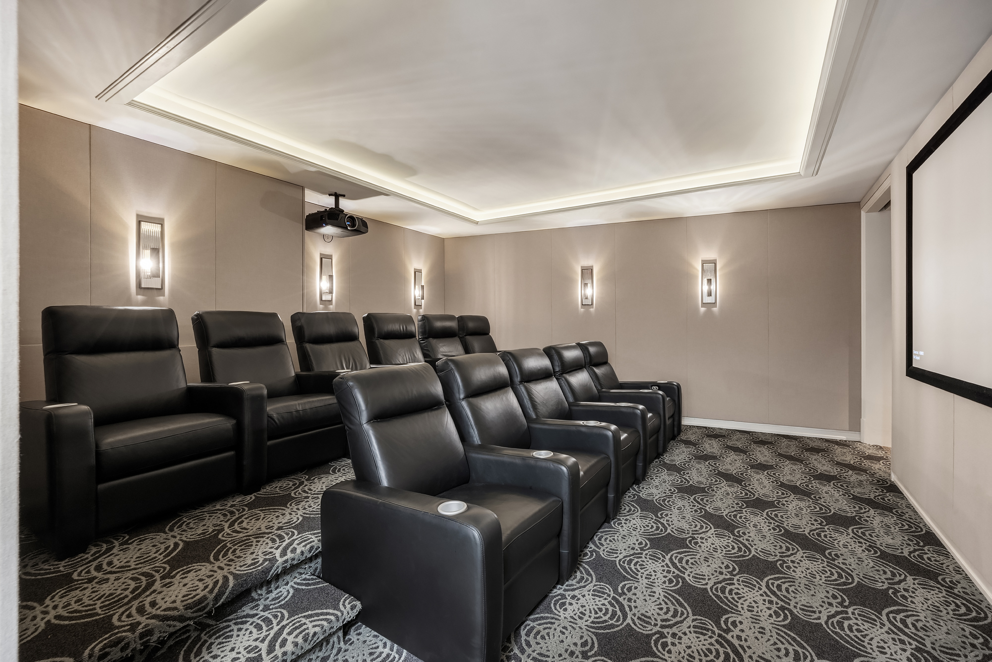 344 West 72nd Street, Unit 1007 Manhattan, NY 10023 - Photo 20 of 23 a media room with lots of chairs and a projector