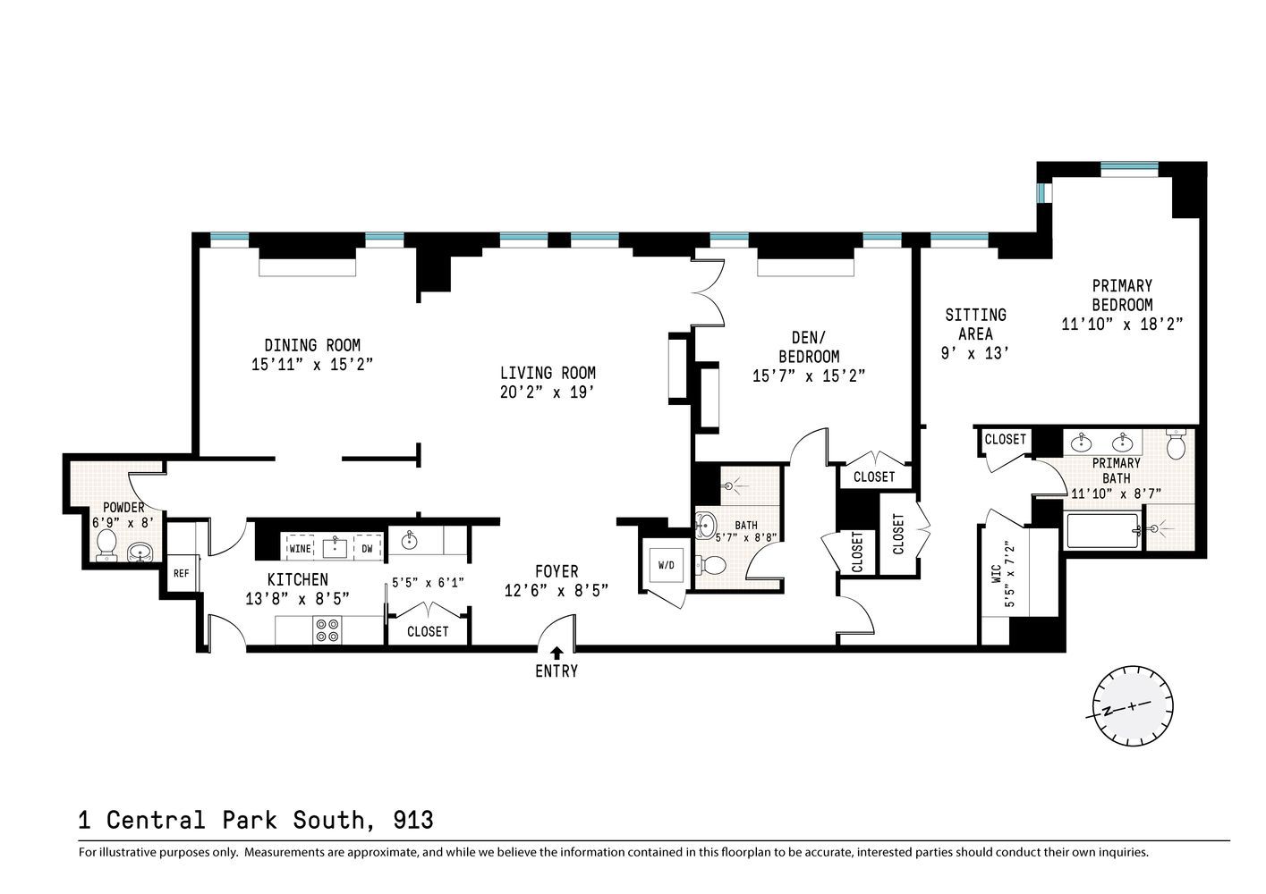 1 Central Park South, Unit 909913 Manhattan, NY 10019 - Photo 38 of 38 a picture of a floor plan