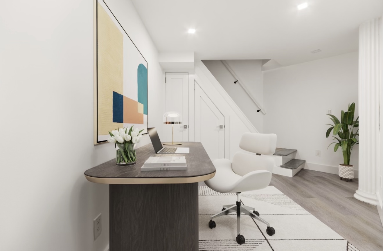 74 Leonard Street, Unit 2D Manhattan, NY 10013 - Photo 5 of 8 a living room with furniture and a potted plant