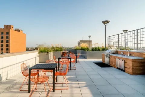 a outdoor space with chairs