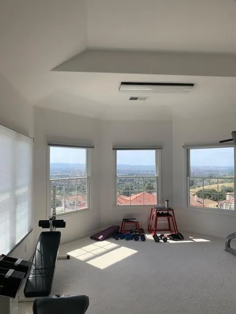 a room with gym equipment
