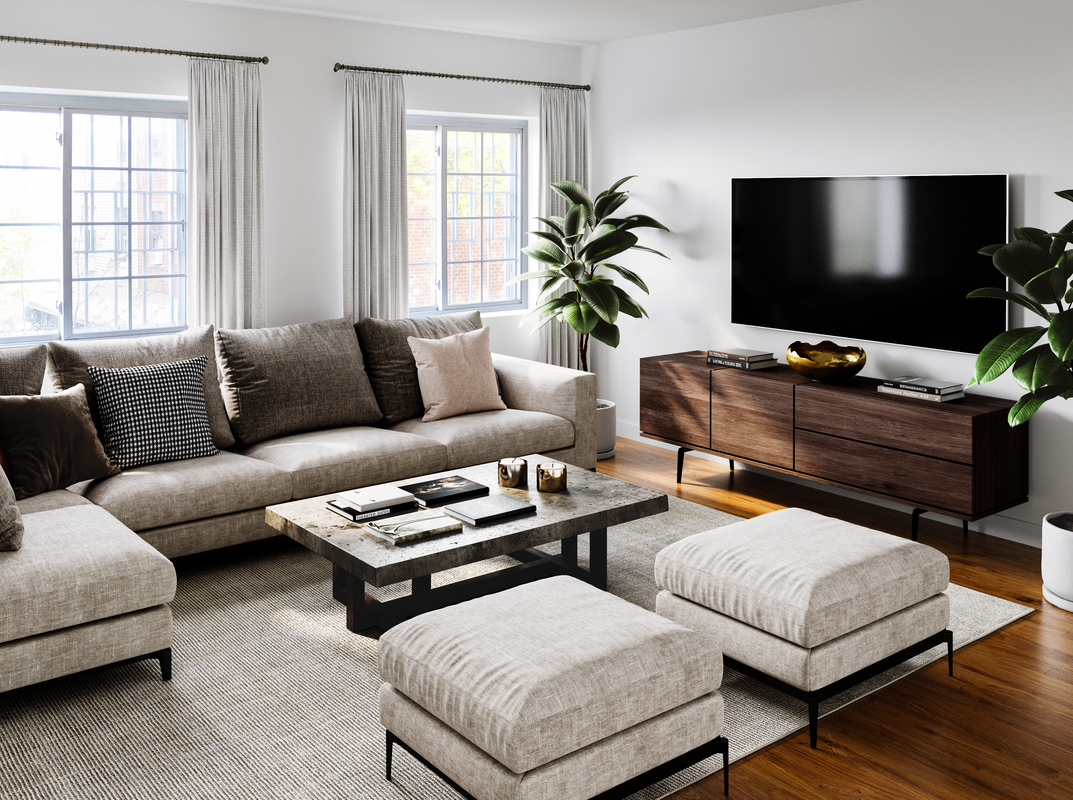 a living room with furniture and a flat screen tv
