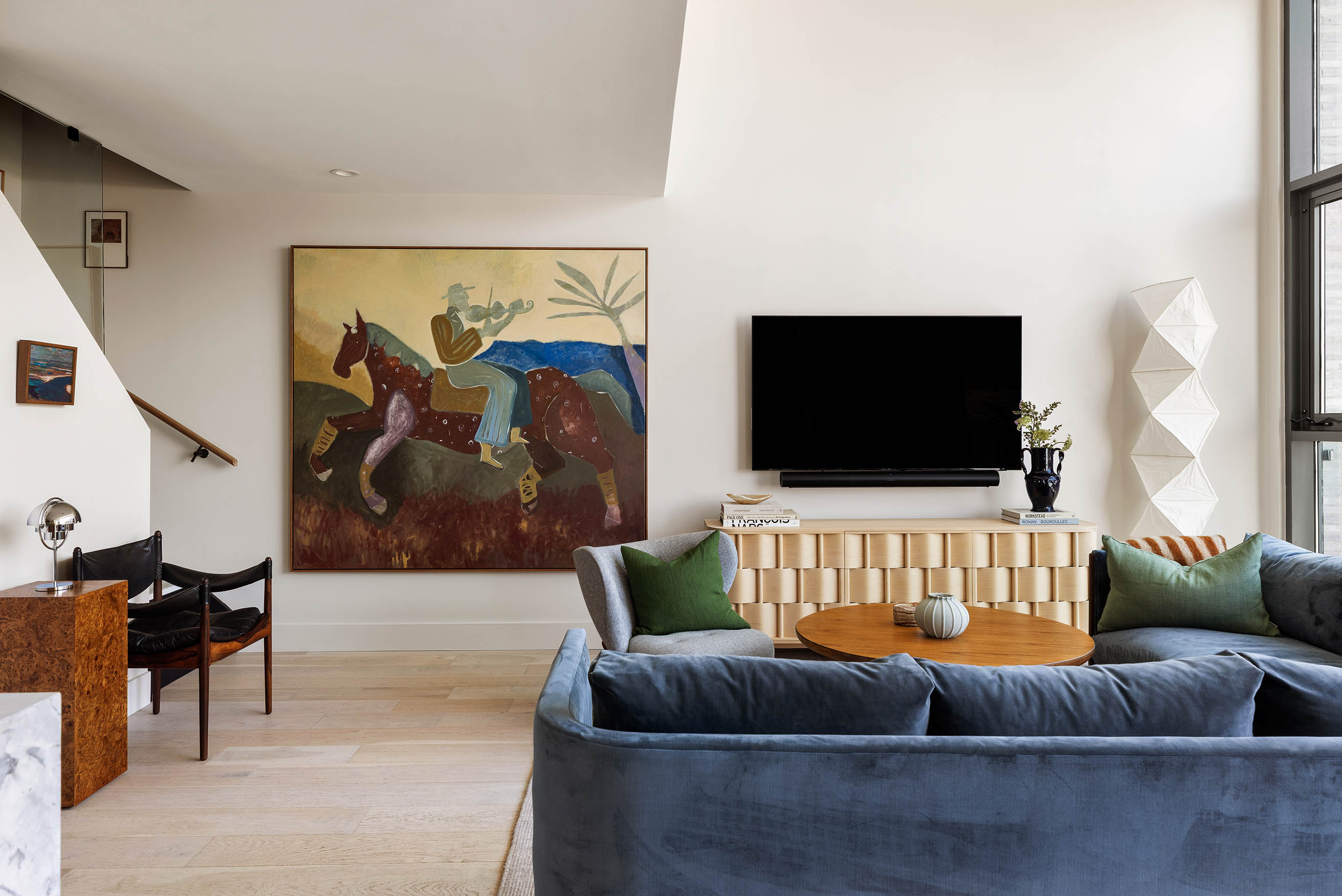 220 North 6th Street, Unit PH Brooklyn, NY 11211 - Photo 3 of 15 a living room with furniture and a flat screen tv